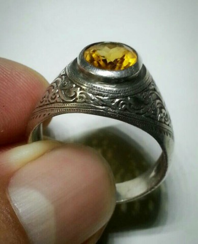 แหวนเงินประดับพลอยสีเหลือง เงินแท้ลายสวยคลาสสิค