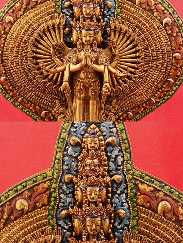 พระบูชาเจ้าแม่กวนอิม ปางพันมือ งานศิลปะจีนธิเบต 3 ถอด อลังการมาก