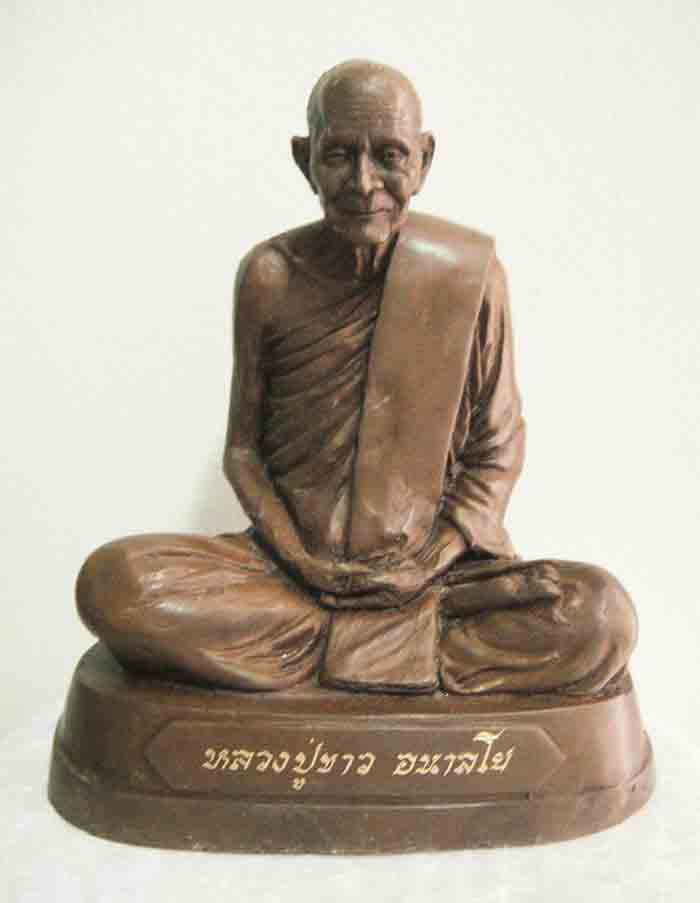 หลวงปู่ขาว อนาลโย วัดถ้ำกลองเพล จ.อุดรธานี  พระบูชาขนาด 7 นิ้ว เนื้อทองเหลืองน้ำตาล ผิวสวยเดิมๆ