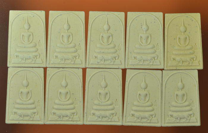 10องค์ พระสมเด็จ หลวงพ่อสาคร ( พิมพ์ขี่เสือ ) เนื้อผงพรายกุมารว่าน มหาเสน่ห์ หลังฝังพลอยเสก ปี 2553 