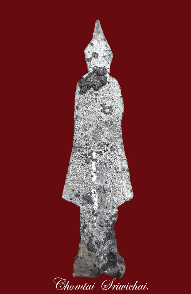 พระพิมพ์พนมมือ กรุวัดเกาะสัมพันธวงษ์ เนื้อชินเงิน ทองเดิม