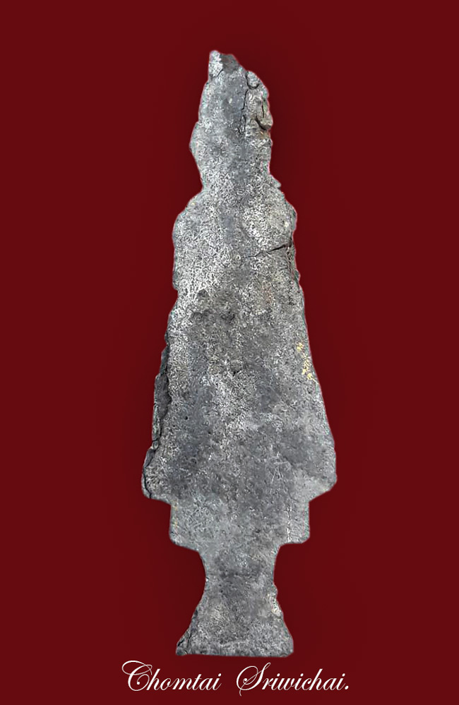 พระกรุวัดเกาะสัมพันธวงษ์ พิมพ์พนมมือ เนื้อชินเงิน ทองเดิมในกรุ