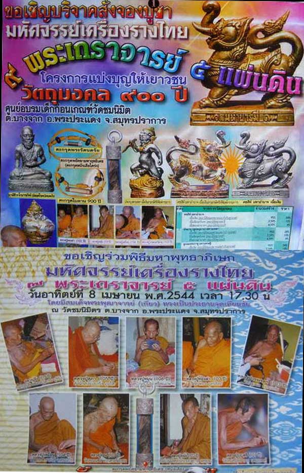 มัจฉานุ รุ่น 9 อริยะ 5 แผ่นดิน โดย หลวงปู่หมุน ฐิตสีโล ปลุกเสก ปี 2544