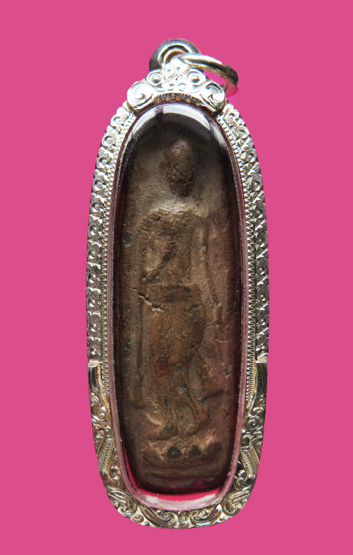 พระกำแพงลีลา เนื้อดิน ฝั่งทุ่ง พร้อมตลับเงิน