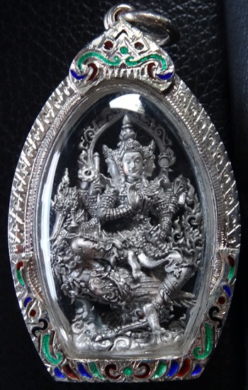 พระพรหมประสิทธิ์ประทับหงษ์สวรรค์พิมพืเล็ก รุ่น มหาสิทธิโชคโภคทรัพย์ เนื้อเงินยกซุ้มมลงยา