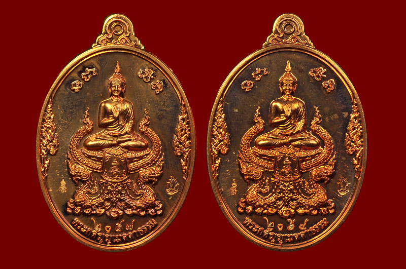 เหรียญกตัญญูเมตตาธรรมเนื้อทองแดง หลวงปู่บัว ถามโก พศ.2557 หมายเลขเหรียญ No.2057 + No.2064