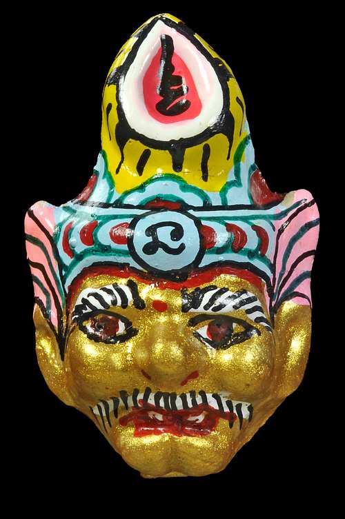 พ่อแก่ฤาษีบรมครู หลังฝังตะกรุดสาริกา 1 ดอก พลอย 4 เม็ด วัดซับลำใย  