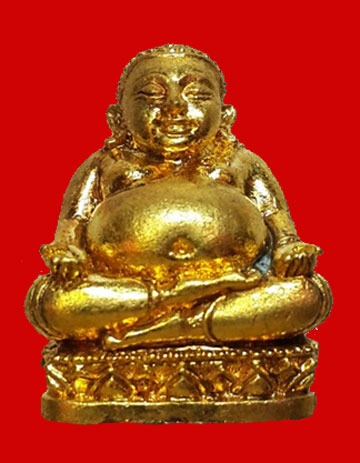 พระสังกัจจายน์รับทรัพย์ ไตรมาส 54 หลวงพ่อสาคร เนื้อกะไหล่ทอง ก้นอุดผง หมายเลข 569 พร้อมกล่อง