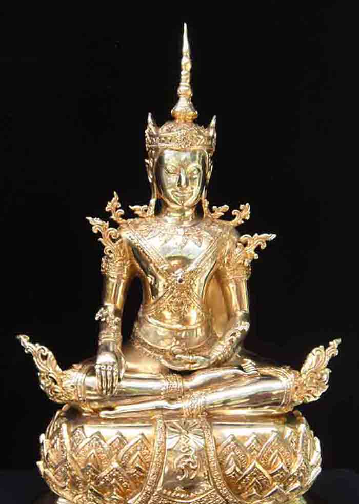 ***พระพุทธรูปปางโปรดพญาชมพูบดีหรือปางทรงเครื่อง เนื้อทองเหลืองขัดมันปัดทอง