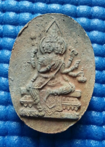 พระพรหม เนื้อดินเผา หลวงปู่สีห์ วัดสะแก จ.อยุธยา ปี 2519 พร้อมบัตรพระแท้ 