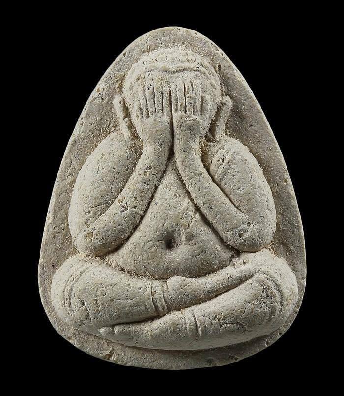 พระปิดตามหาลาภ หลวงปู่หมุนดำริ หลวงปู่คำหาญสร้าง ปี40 หลวงปู่หมุนอธิษฐานจิตเสกเดี่ยว พิมพ์เล็ก