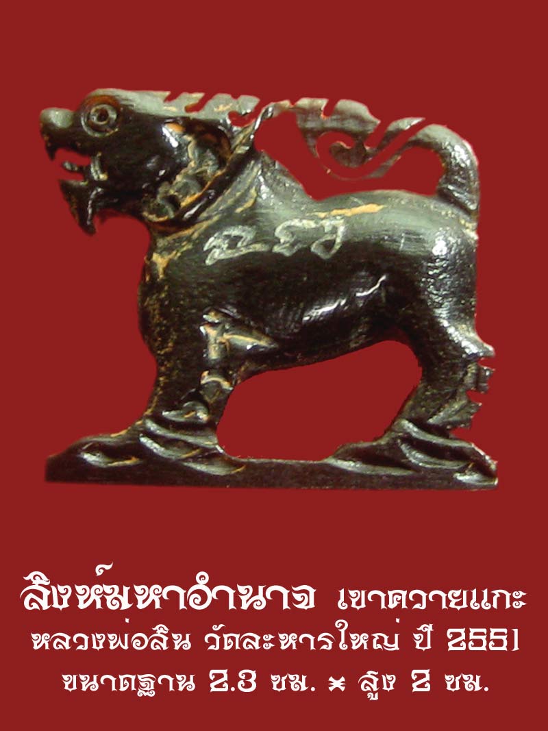 สิงห์ เขาควายแกะ หลวงพ่อสิน วัดละหารใหญ่ ปี 2551 จารรอบตัว