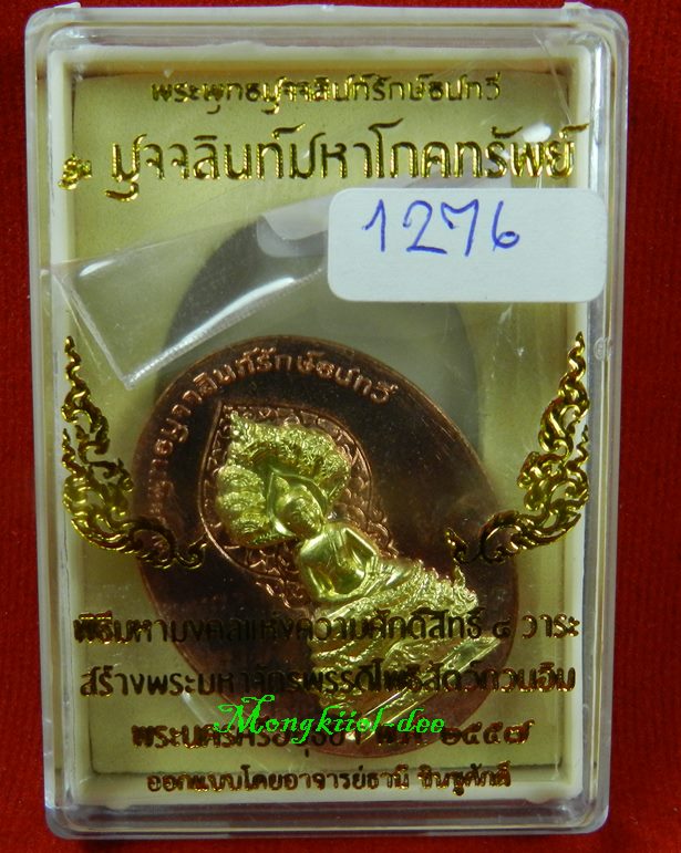 เหรียญพระพุทธมุจจลินท์ (พระนาคปรก) รุ่นมุจจลินท์มหาโภคทรัพย์ จ.อยุธยา เนื้อชนวนหน้าทองระฆัง#1276 