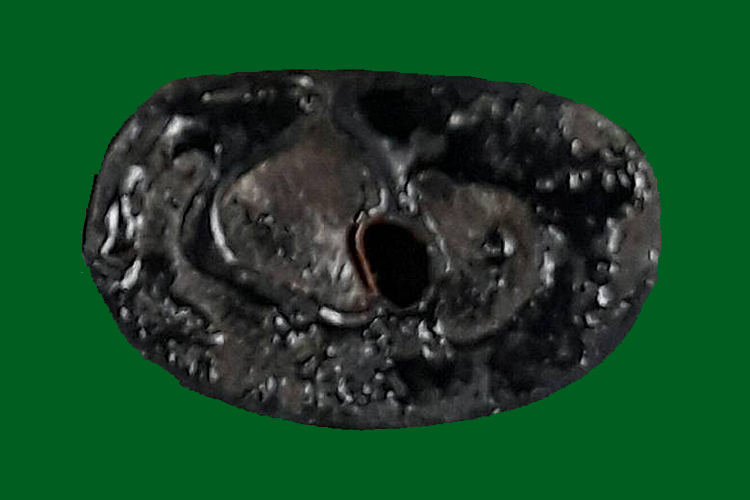 พระปิดตาสารพัดนึก รุ่น 6 รอบ หลวงพ่อพรหม วัดขนอนเหนือ จ.อยุธยา ปี2528 เนื้อผงจุ่มรัก สอดตะกรุดทองแดง