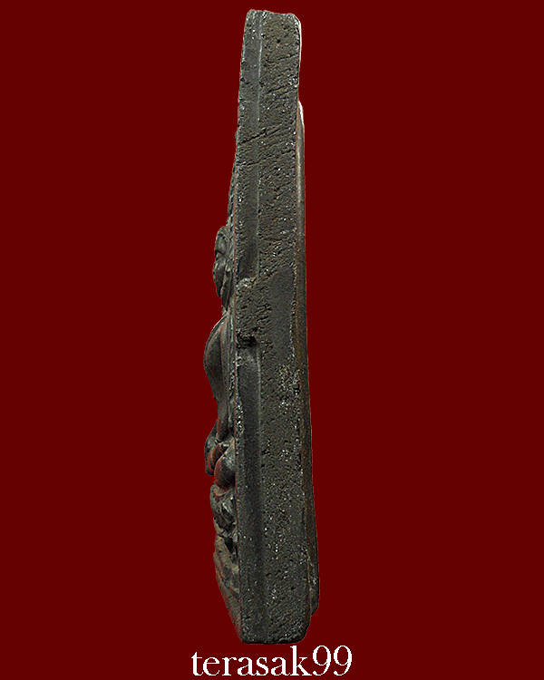 พระสมเด็จปรกโพธิ์เก้าใบ หลังพระพุทธชินราช เนื้อดินเผาสีดำ ขนาดบูชา หลวงพ่อกวย วัดโฆษิตาราม