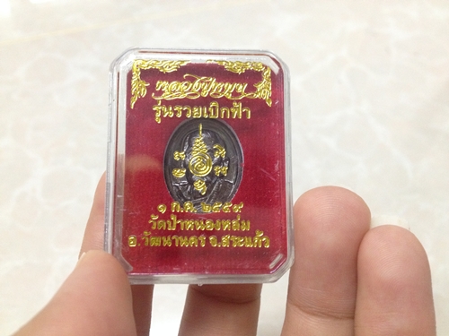 เม็ดแตง รุ่นรวยเบิกฟ้า ปี 59 เนื้อทองแดงรมดำ วัดป่าหนองหล่ม