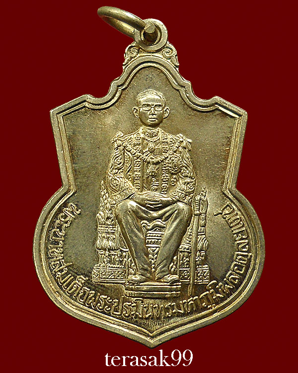 เหรียญในหลวงนั่งบัลลังก์ ฉลองครองราชย์50ปี พิมพ์นิยมพระเกศาชัด มีเม็ดตา กระบี่ยาวปลายมีปลอก (A1)