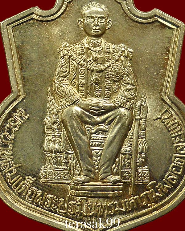 เหรียญในหลวงนั่งบัลลังก์ ฉลองครองราชย์50ปี พิมพ์นิยมพระเกศาชัด มีเม็ดตา กระบี่ยาวปลายมีปลอก (A1)