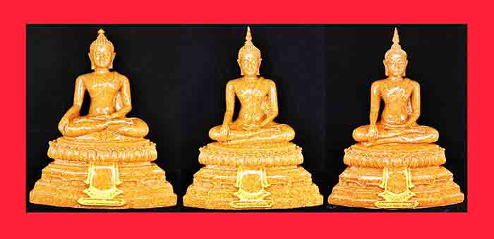 ***พระบูชา 3 สมัย 3 องค์*** พระพุทธรูปบูชาศิลปแบบเชียงแสน + แบบสุโขทัย + แบบอู่ทอง เนื้อกระเบื้องหลั