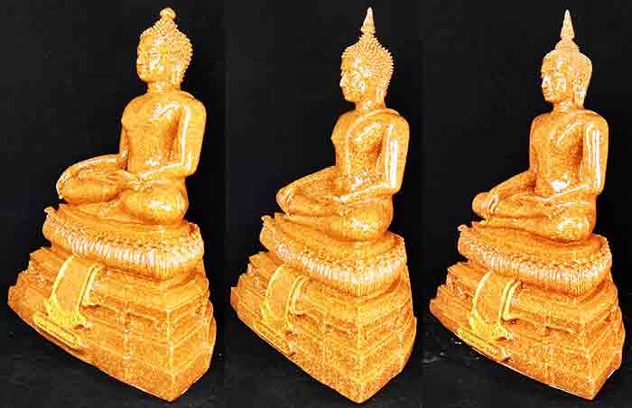 ***พระบูชา 3 สมัย 3 องค์*** พระพุทธรูปบูชาศิลปแบบเชียงแสน + แบบสุโขทัย + แบบอู่ทอง เนื้อกระเบื้องหลั