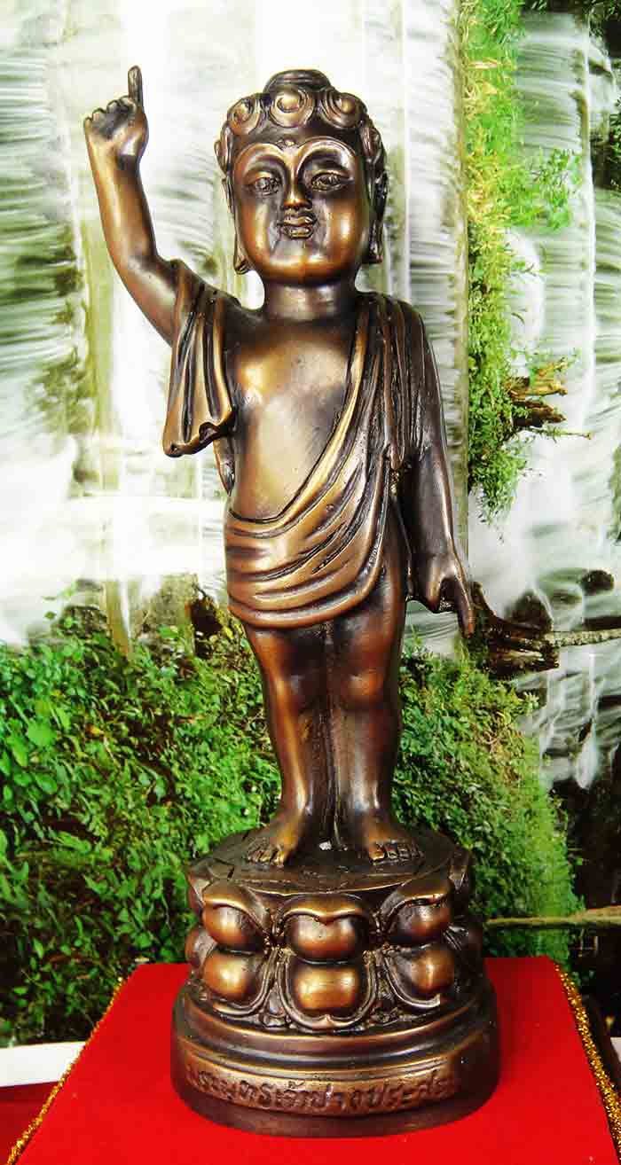 Little Buddha (พระพุทธเจ้าน้อย) พระพุทธรูปปางประสูติ เนื้อทองเหลืองรมมันปู