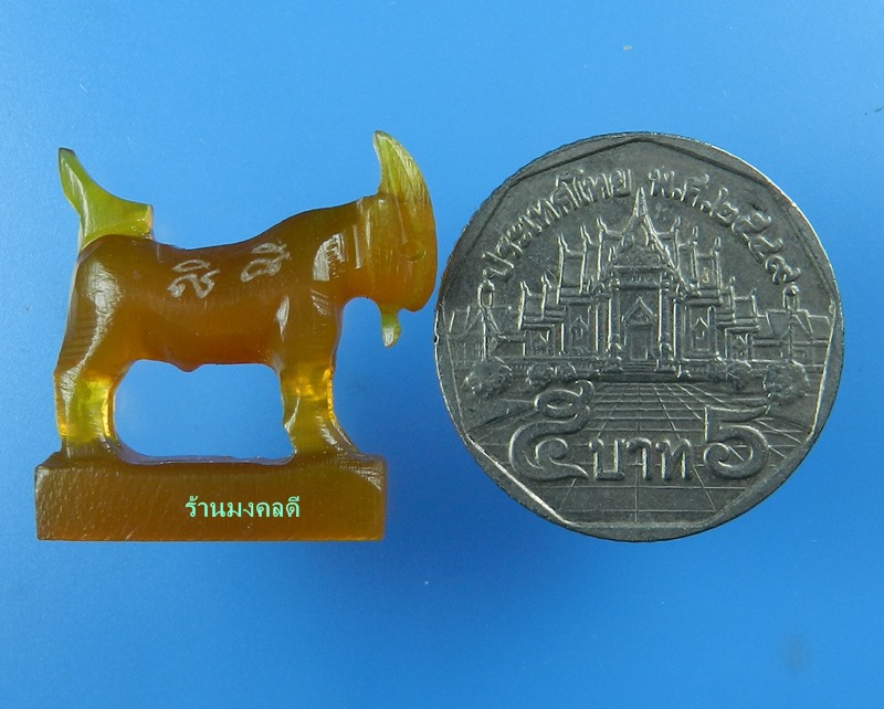 แพะมหาเสน่ห์ แกะจากเขาควาย สีน้ำผึ้งเข้ม สวยคลาสิค หลวงพ่อสิน วัดละหารใหญ่ (สภาพสวย) No.26