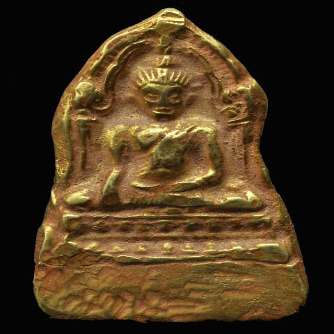 พระพุทธชินราชใบเสมา พิมพ์ใหญ่ ฐานสูง เนื้อชินทองคำ13.7กรัม