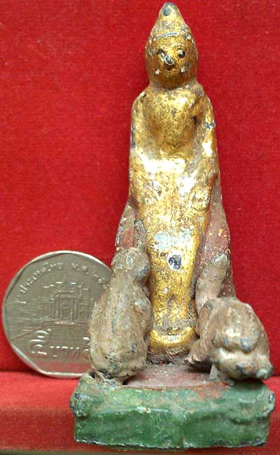 *พระบูชารัตนโกสินทร์ ปางป่าเลไลย์ เนื้อชินตะกั่ว  ลงทอง ลงสี*