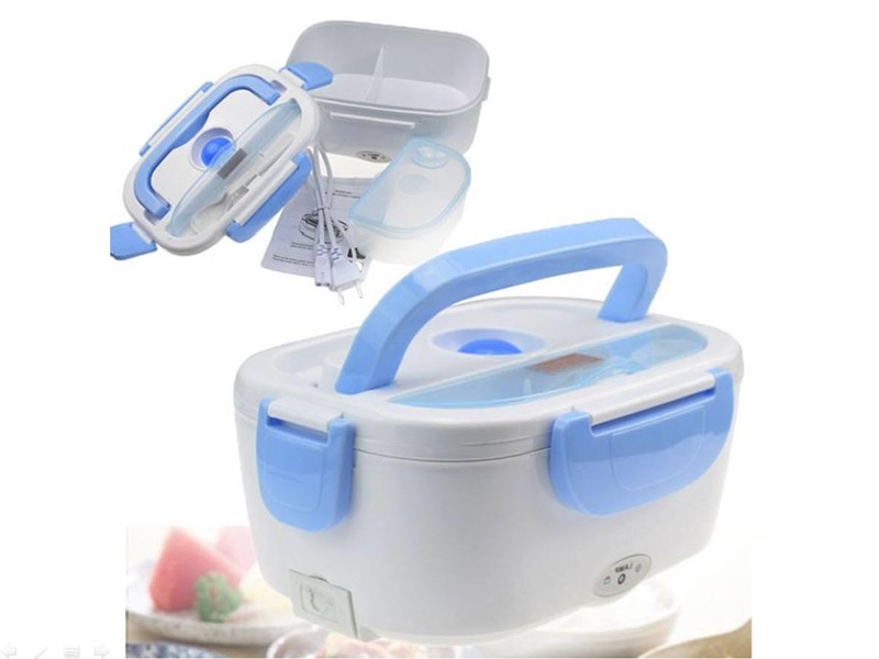 เคาะเดียว (345 บาท) Electric Lunch Box กล่องอุ่นอาหารไฟฟ้าแบบพกพา สีฟ้า