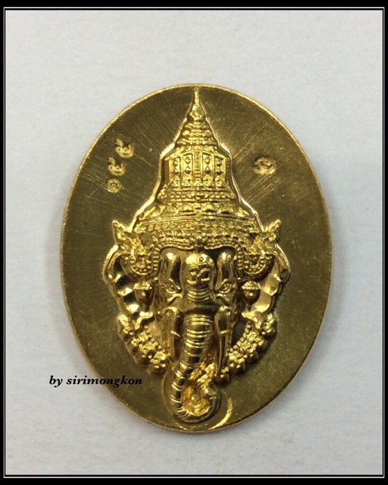 เหรียญเศียรพระพิฆเนศ หลังเรียบ เนื้อทองเหลือง มีโค๊ดกำกับ No.155