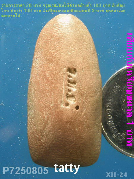 พระยืนเนื้อดิน หลังมีชื่อย่อวัด ไม่รู้ว่าวัดอะไร