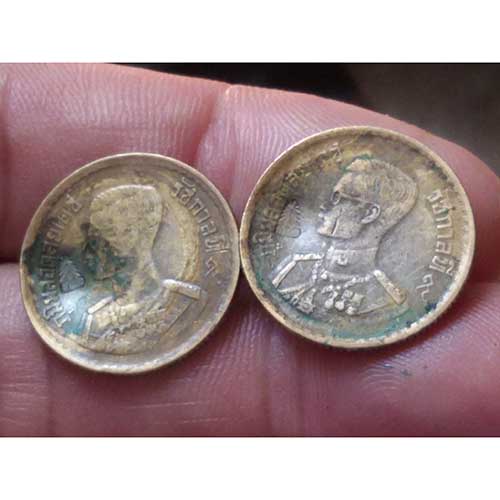 เหรียญ 25 สตางค์ ปี 2500 ตอกโค็ต 2 เหรียญ (ส.2)