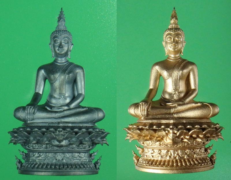 พระกริ่งอจนะ วัดศรีชุม สุโขทัย เนื้อเงินดำ+บรอนซ์อิตาลี หมายเลข 1857 กริ่งดัง สูง 4 ซม.