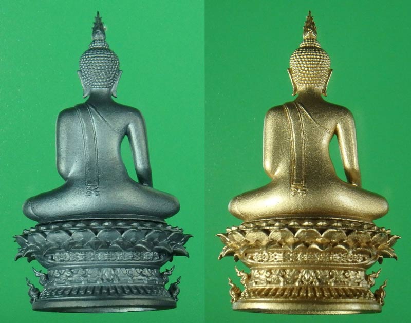พระกริ่งอจนะ วัดศรีชุม สุโขทัย เนื้อเงินดำ+บรอนซ์อิตาลี หมายเลข 1857 กริ่งดัง สูง 4 ซม.
