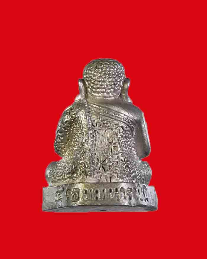 รูปหล่อพระสังกัจจายน์ 5 รอบมหาราชินี กรุงเทพ ปี 2535 เนื้อนวะโลหะ แก่เงิน