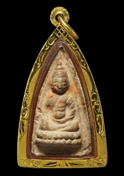 พระพุทโธน้อยคุณแม่บุญเรือน ปี2494 เนื้อดิน วัดอาวุธ กรุงเทพฯ พระประกวดติดรางวัลที่ 2 พร้อมเลี่ยมทองแ