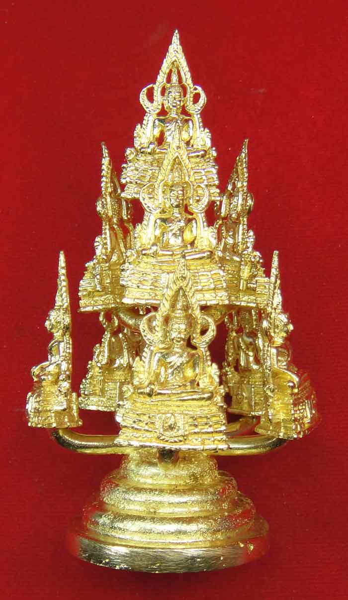 พระพุทธชินราชมงคลหล่อช่อ ๙ องค์ เนื้อทองเหลือง ขนาดช่อตั้งบูชา 3 นิ้ว