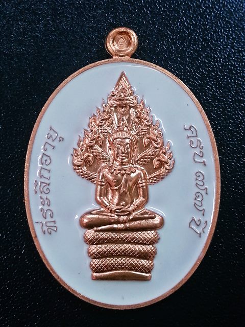 เหรียญนาคปรก ไตรมาส 60 หลวงพ่อรัตน์ วัดป่าหวาย จ.ระยอง เนื้อทองแดงลงยา(แยกชุดกรรมการใหญ่) No.337