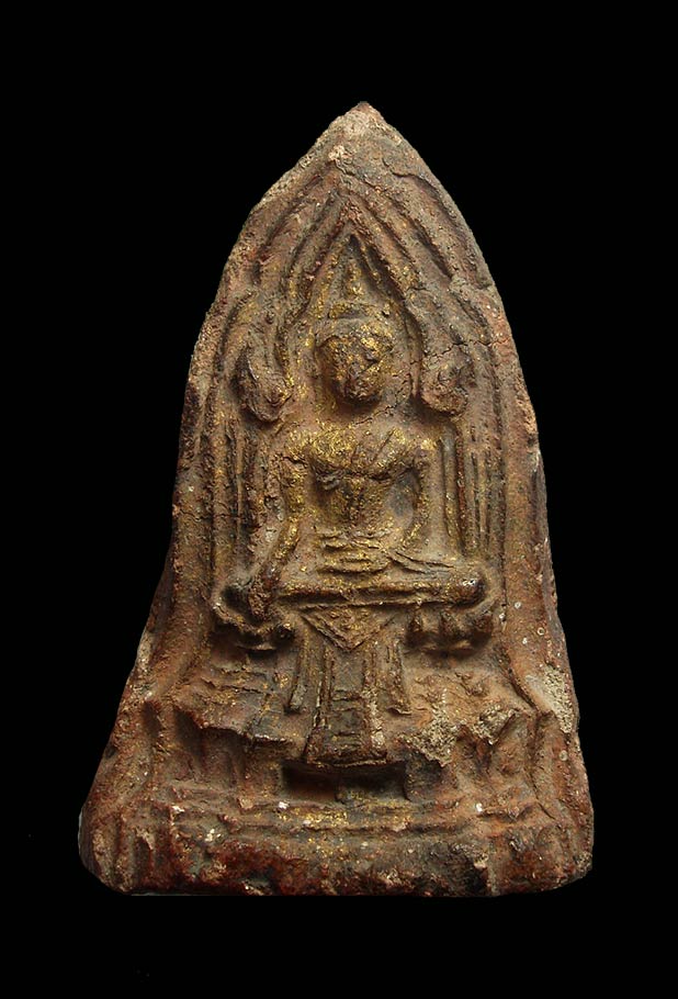 พระโคนสมอเนื้อดิน พิมพ์มารวิชัย จ.อยุธยา ปิดทองเดิมๆราคาเบาๆ