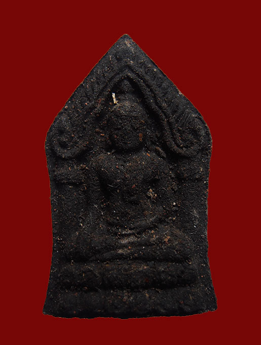 พระขุนแผนทรงพลเล็ก ด้านหลังฝังตะกรุดเงิน 1 ดอก เนื้อผงยาจินดามณี ออกวัดซับลำใย ปี2542 (2)