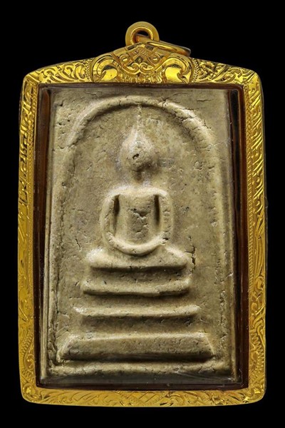 สมเด็จวัดระฆัง 100 ปี พิมพ์เส้นด้ายลึก - ฟอร์มเศียรโต + บัตรรับรอง สายตรง + เลี่ยมทอง