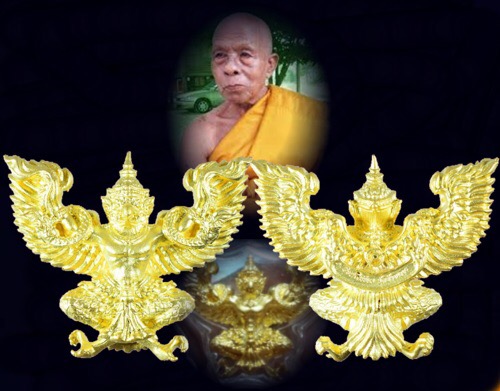 พญาครุฑยุดนาค มหาเศรษฐี เนื้อสัมฤทธิ์ชุบทองพ่นทราย