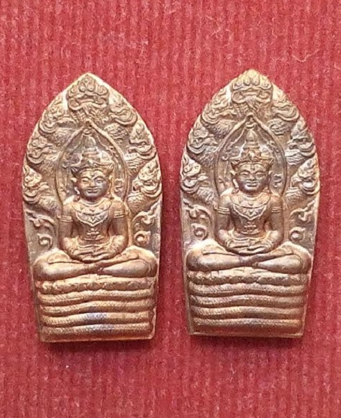 ปรกใบมะขามรุ่นแรก เนื้อทองแดง หลวงปู่ชื้น วัดญาณเสน อยุธยา ปี45..2องค์...เคาะเดียวแดง...
