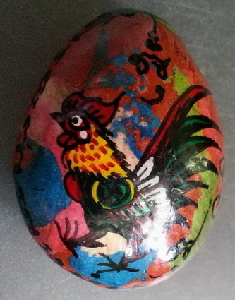 เบี้ยแก้ พอกผง เบญจรงค์5สี ลายไก่ฟ้าหลังยันต์ พระอาจารย์ซ้ง วัดอินทราวาส