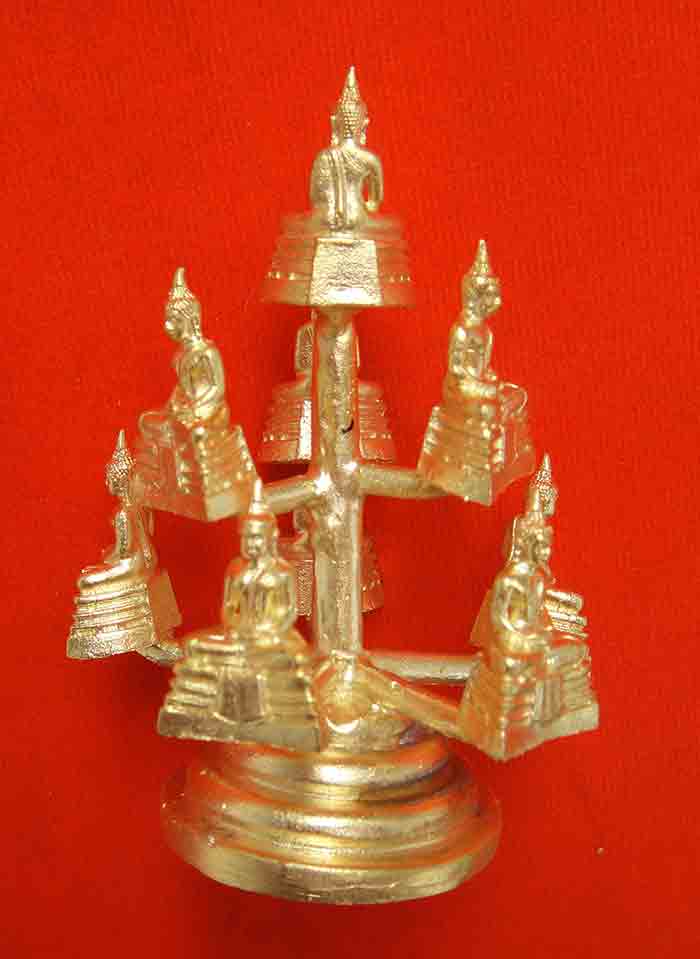 พระพุทธโสธรมงคลหล่อช่อ ๙ องค์ เนื้อทองเหลือง ขนาดช่อตั้งบูชา 3 นิ้ว