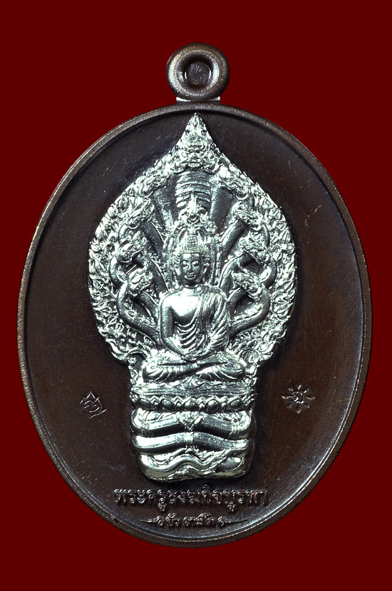 เหรียญพระนาคปรกเนื้อนวะหน้าเงิน รุ่น มงคลมหาลาภ หลวงปู่บัว ถามโก พศ.2559 หมายเลข No.373