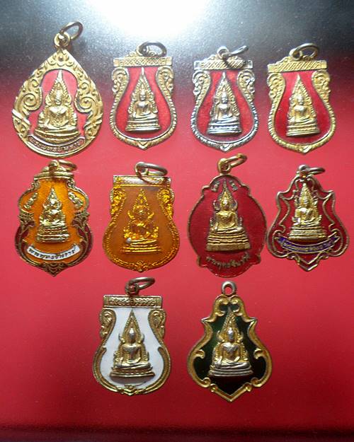 เหรียญพระพุทธชินราช วัดพระศรีรัตนมหาธาตุ เนื้อกะไหล่ทองลงยา ชุด10เหรียญ ชุดที่2