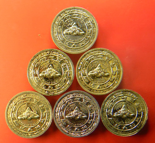 เคาะแรกแดง...เหรียญ 3.3 ซ.ม."ทรัพย์เทวา"...กะไหล่ลงยา รวม 6 เหรียญ...กล่องเดิม