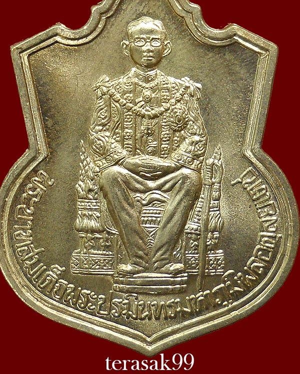 เหรียญในหลวงนั่งบัลลังก์ ฉลองครองราชย์50ปี พิมพ์นิยมพระเกศาชัด มีเม็ดตา กระบี่ยาวปลายมีปลอก (A3)