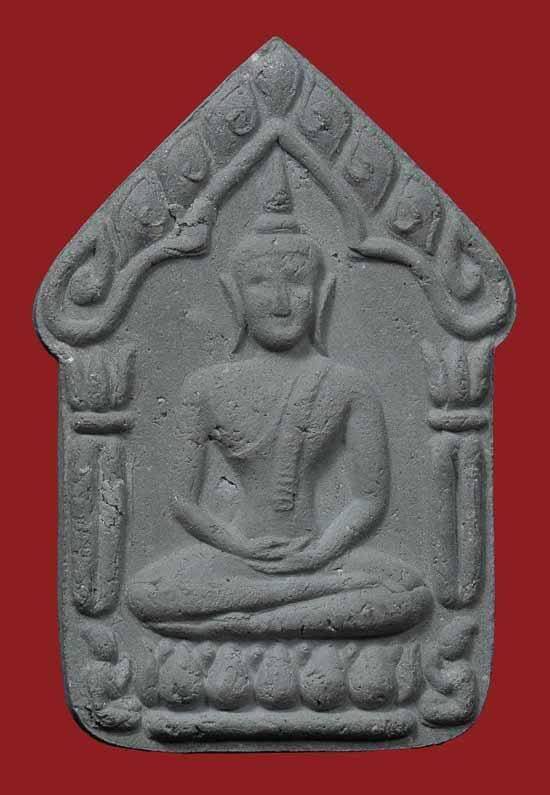 ขุนแผนสากหัก พิมพ์ใหญ่เนื้อดำ  ฝังตระกรุดเงิน